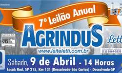 Leilão Agrindus acontece no dia 9 de abril! Não perca!