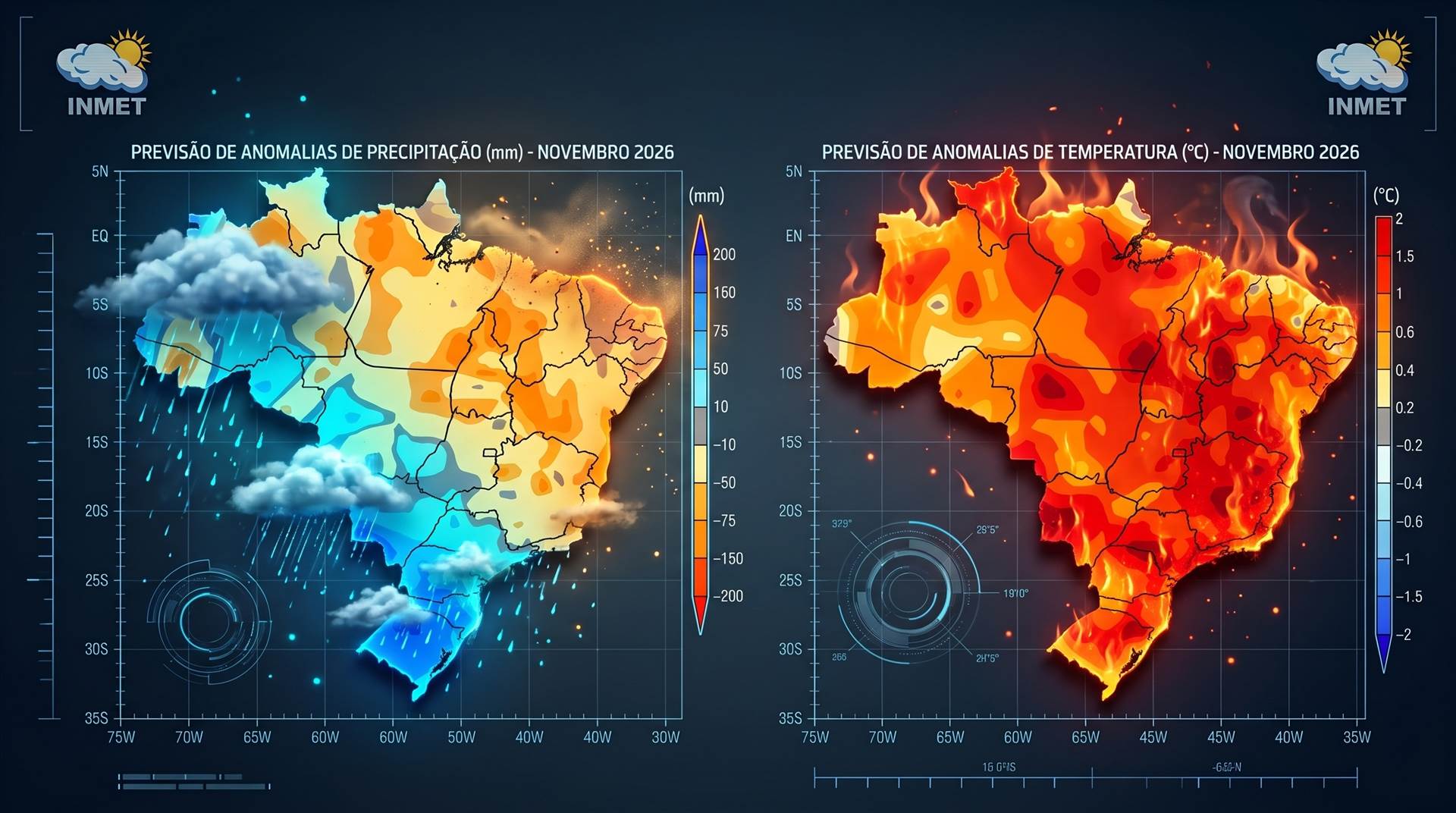 Novembro terá calor acima da média e chuvas irregulares no Brasil, prevê INMET