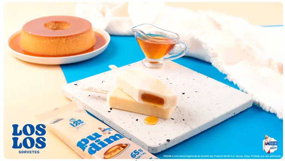 Sorvete Los Los sabor pudim de leite Moça Nestlé