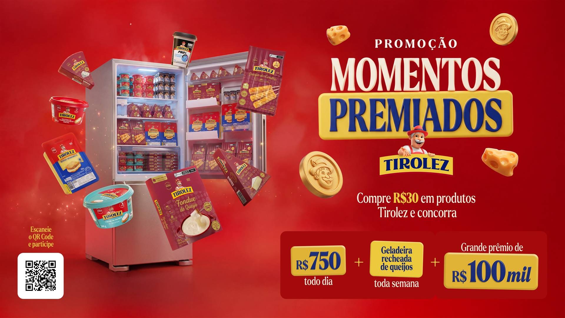 Tirolez lança promoção com prêmios instantâneos diários e uma geladeira de queijo toda semana