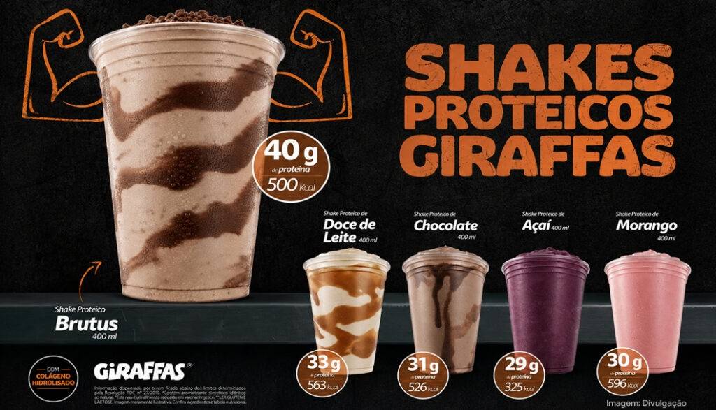 shakes proteicos do Giraffas