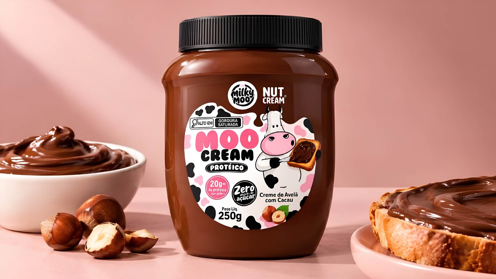Milky Moo expande portfólio e lança creme de avelã com whey e cacau