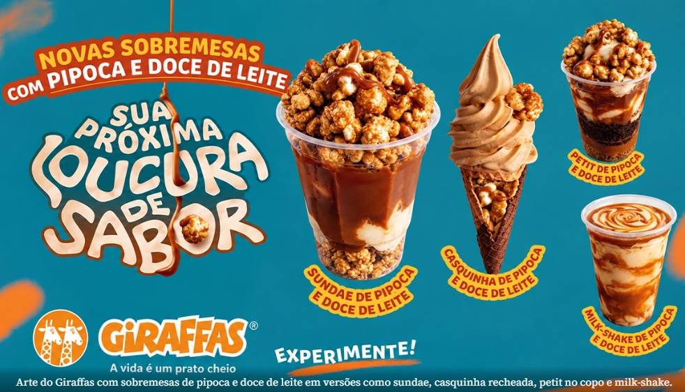 sobremesa Giraffas - pipoca com doce de leite