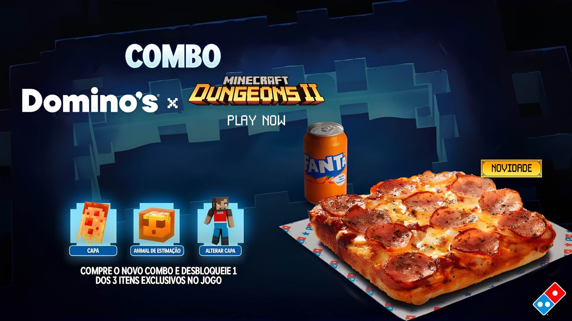 Domino's aposta em combo com Minecraft e itens colecionáveis