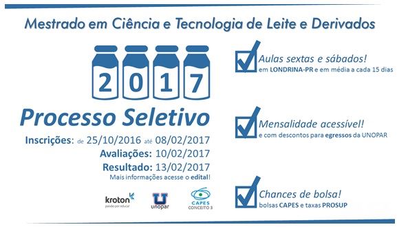Mestrado em Ciência e Tecnologia de Leite e Derivados