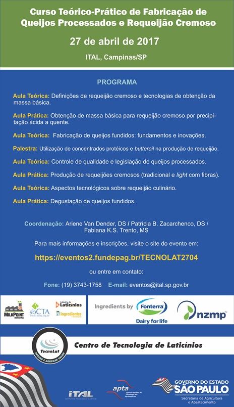 Curso Teórico-Prático de Fabricação de Queijos Processados e Requeijão Cremoso