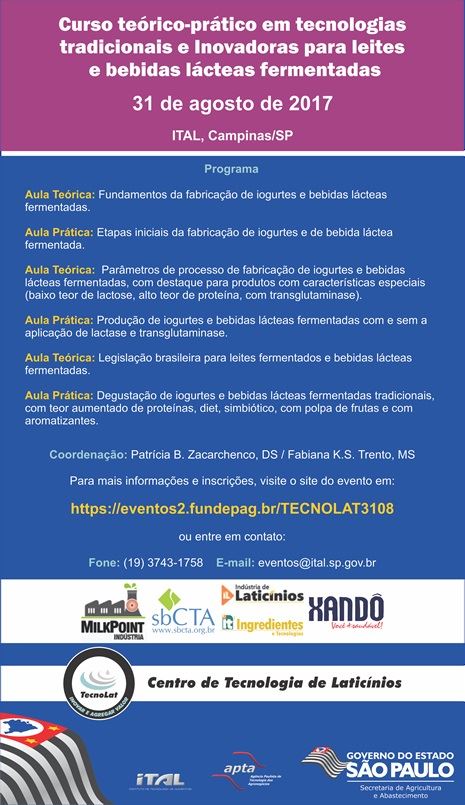 Ital promove curso sobre tecnologias tradicionais e inovadoras para leites e bebidas fermentadas