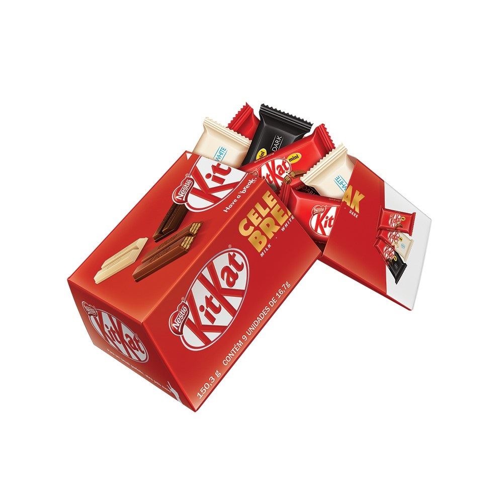KitKat Celebreak: caixa para dar de presente traz vários tipos de KitKat (Nestlé/Divulgação)