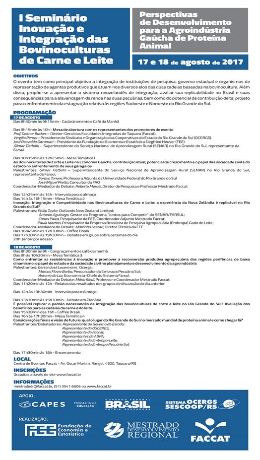 I Seminário de Integração das Bovinoculturas de Corte e Leite 