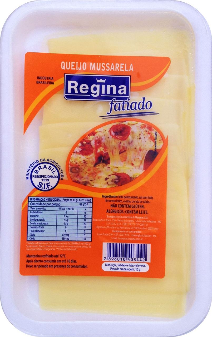 queijo fatiado em bandeja Regina 