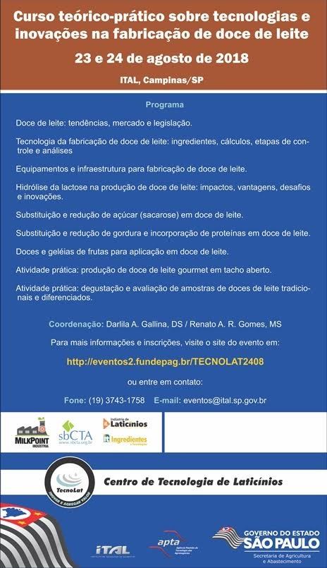 Curso Teórico-Prático sobre Tecnologias e Inovações na Fabricação de Doce de Leite