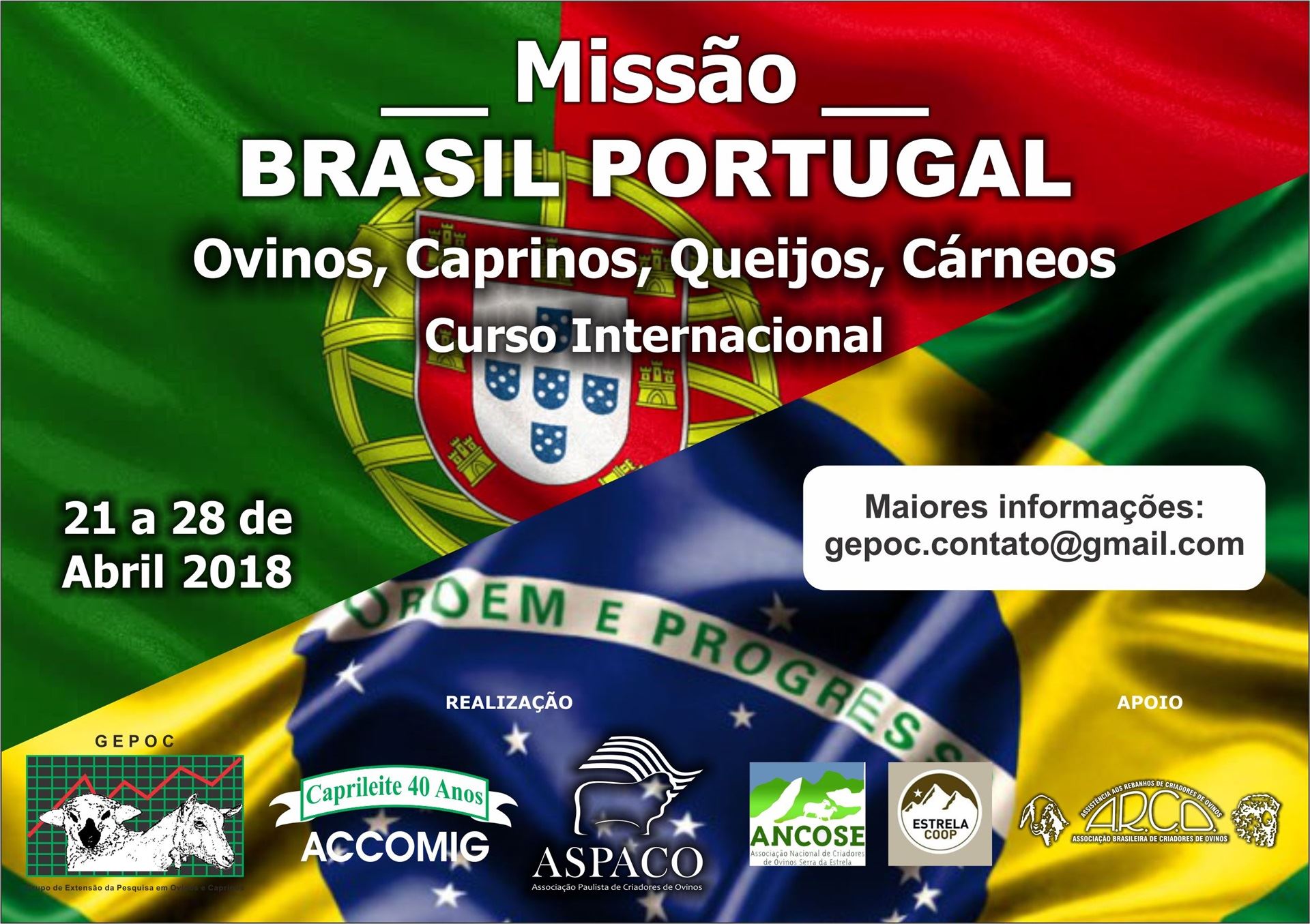 Missão Brasil - Portugal: Ovinos, Caprinos, Queijos, Cárneos e Curso Internacional