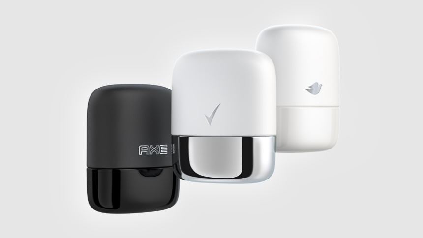 Desodorantes em embalagens reutilizáveis para serem vendidos no serviço Loop